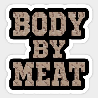 BODY BY MEAT CARNIVORE DIET FITNESS WORKOUT WEAR DESERT CAMO Sticker